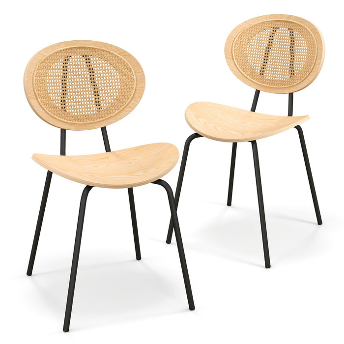 Rattan Chair Model 2 -  Dining Set with Metal Legs and Plywood Seat in Natural - Ideal for a Stylish, Modern Dining Room Setup