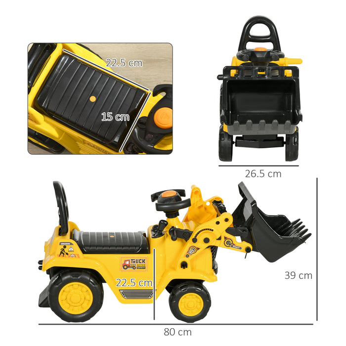 3 in 1 Ride-On Bulldozer, Digger, and Tractor - Pulling Cart and Pretend Play Construction Truck - Ideal for Creative Kids Outdoor Play