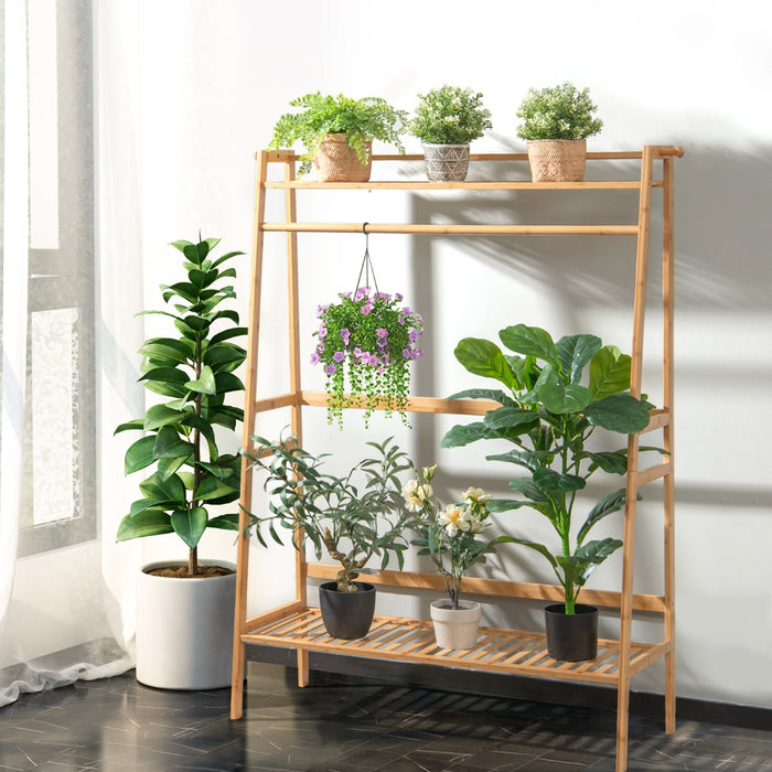 Bamboo Rack - High-Quality Clothing Storage with Top Shelf, Natural Finish - Ideal Solution for Organizing Clothes and Accessories