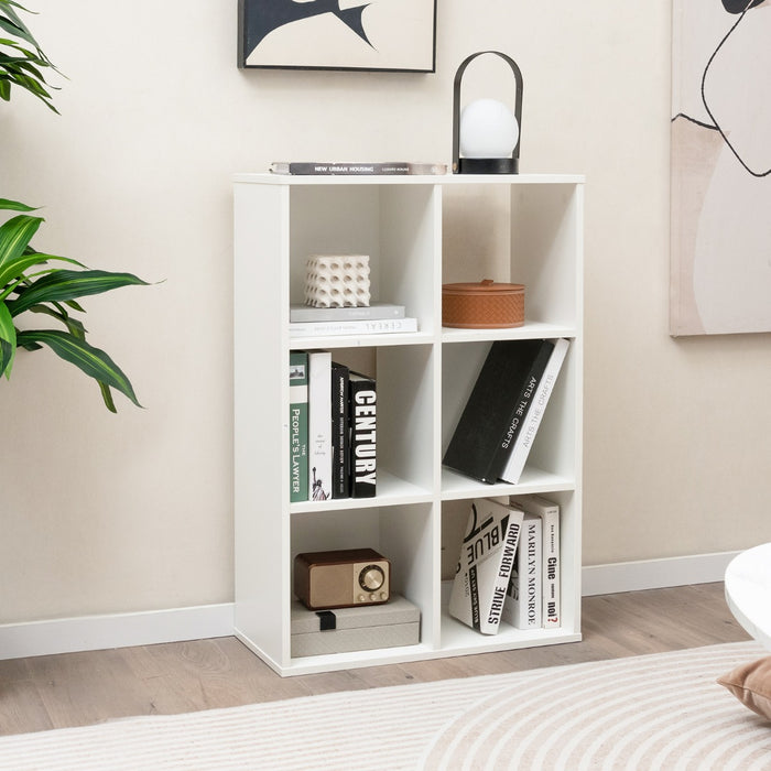 Cube Organizer Bookcase - 6-Cube Shelf with 2 Anti-Tipping Kits, Ideal for Living Room, White Finish - Perfect Storage Solution for Home Decor and Safety