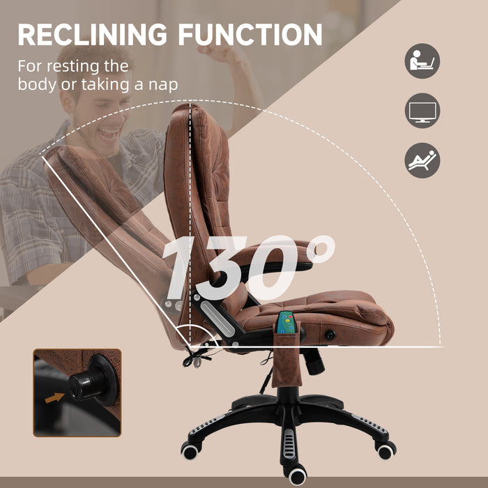Heated Massage Recliner Chair - Office Chair with 6-Point Massage, 360° Swivel, Microfiber Upholstery - Ideal for Relaxation and Comfort in Workspaces