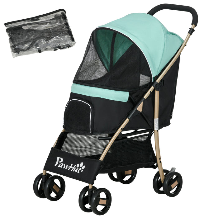 Oxfoad Compact Pet Stroller - Weatherproof Design for Small & Miniature Dogs, Includes Rain Cover - Ideal for Outdoor Strolls with Your Furry Friend