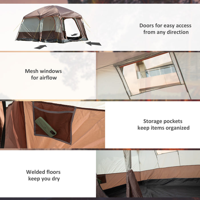 Two-Room 3-4 Person Camping Tent with UV50+ Protection - Dual-Chamber Outdoor Shelter with 3000 mm Water Resistance and Vestibule - Includes Groundsheet and Portable Bag for Hikers and Campers