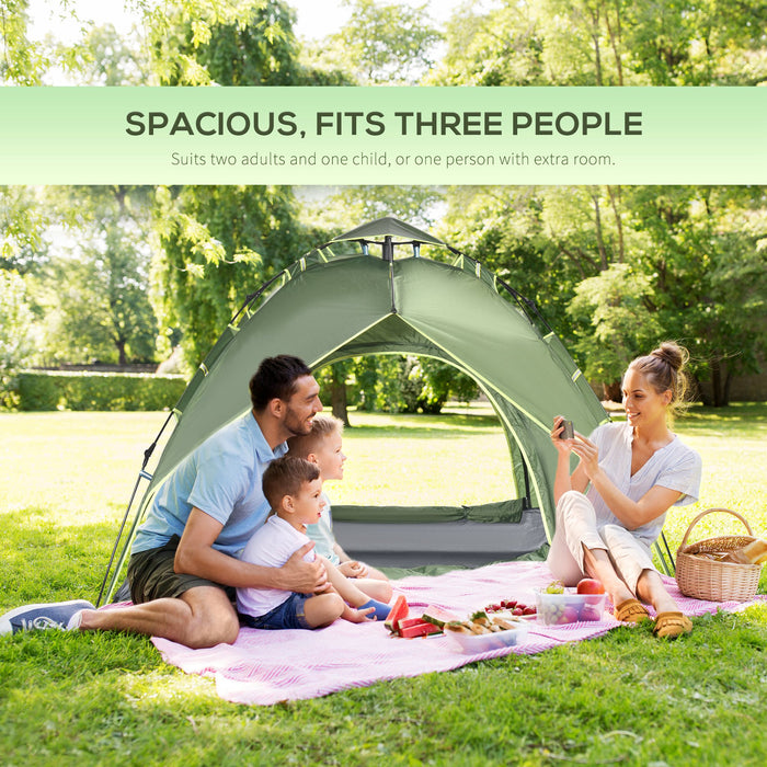 Three Man Pop Up Tent - Quick Setup Camping and Festival Shelter for Hiking and Family Travel - Compact, Portable Outdoor Accommodation