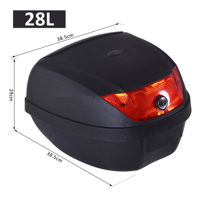 28L Motorcycle Tail Box - Helmet and Gear Storage Top Case - Secure Luggage Solution with Mount Rack and 2 Keys