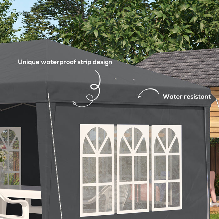 Pop-Up Gazebo 3x6m with Adjustable Height - Marquee Party Tent with Sidewalls & Storage Bag, Grey - Ideal Outdoor Shelter for Events & Gatherings