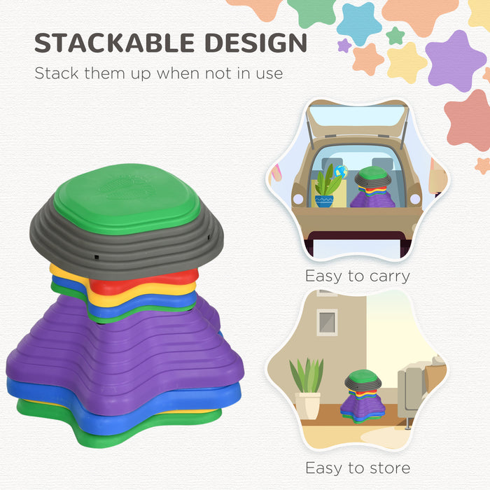 Kids Balance Stepping Stones - 11 Piece Set of Non-Slip Starfish Shaped Obstacle Course Components - Enhances Coordination for Indoor & Outdoor Sensory Play