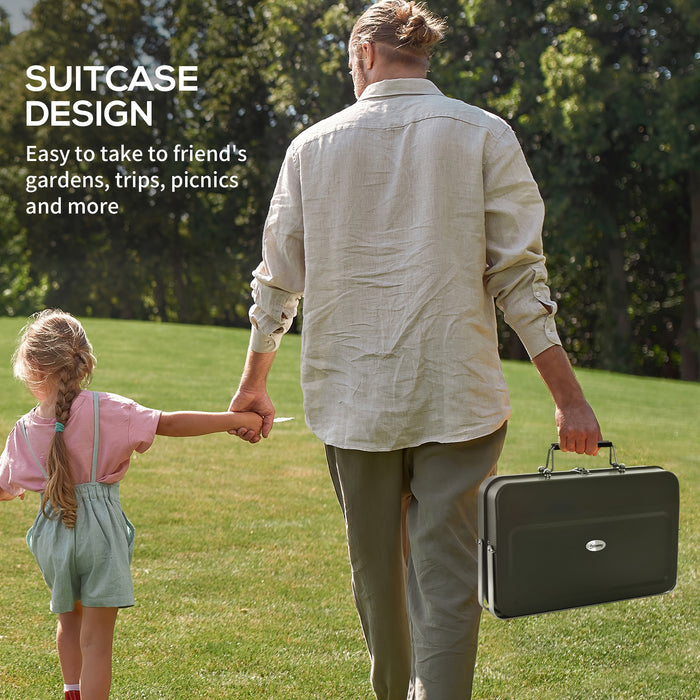 Foldable Mini Charcoal Grill - Portable Suitcase Style BBQ for Outdoor Cooking - Ideal for Picnics, Camping, and Tailgate Parties