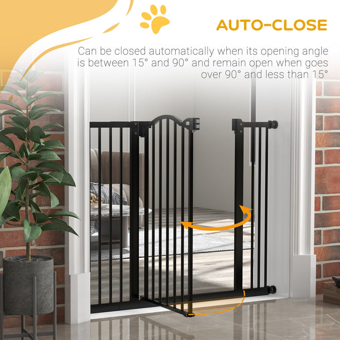 Adjustable Metal Pet Gate 74-100cm - Safety Barrier with Auto-Close Feature, Black - Ideal for Dogs & Home Security