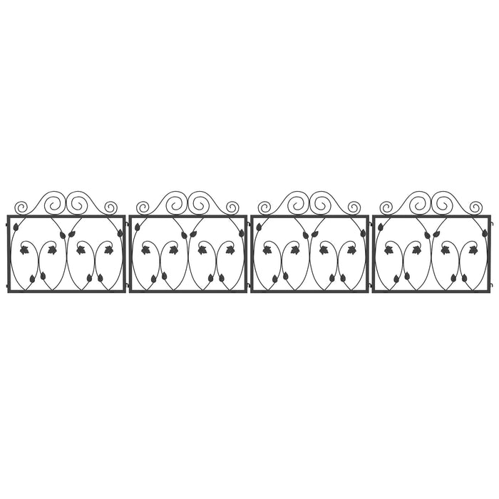 Metal Wire Garden Fencing 4-Pack - Scroll Design Flower Border Edging with Animal Barrier Features - Enhances Landscape and Protects Gardens