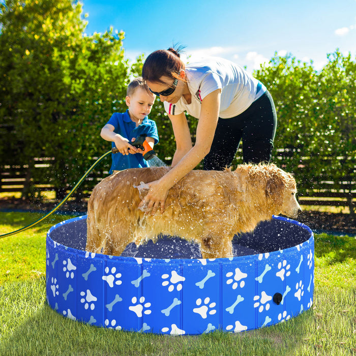 Foldable Pet Swimming Pool - Durable Dog Bathing and Shower Tub, 120x30cm - Ideal for Puppy and Cat Indoor/Outdoor Water Play