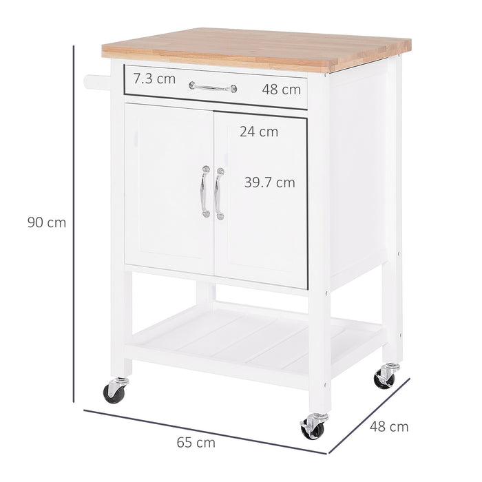 Kitchen Island with Storage Drawer - Elegant White and Oak Finish - Perfect for Additional Kitchen Space and Organization
