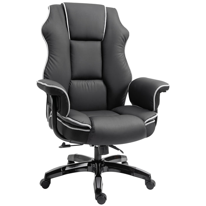 Ergonomic High-Back PU Leather Gaming Chair - Swivel Office Desk Chair with Padded Armrests and Adjustable Height - Comfortable Recliner Perfect for Gamers and Professionals