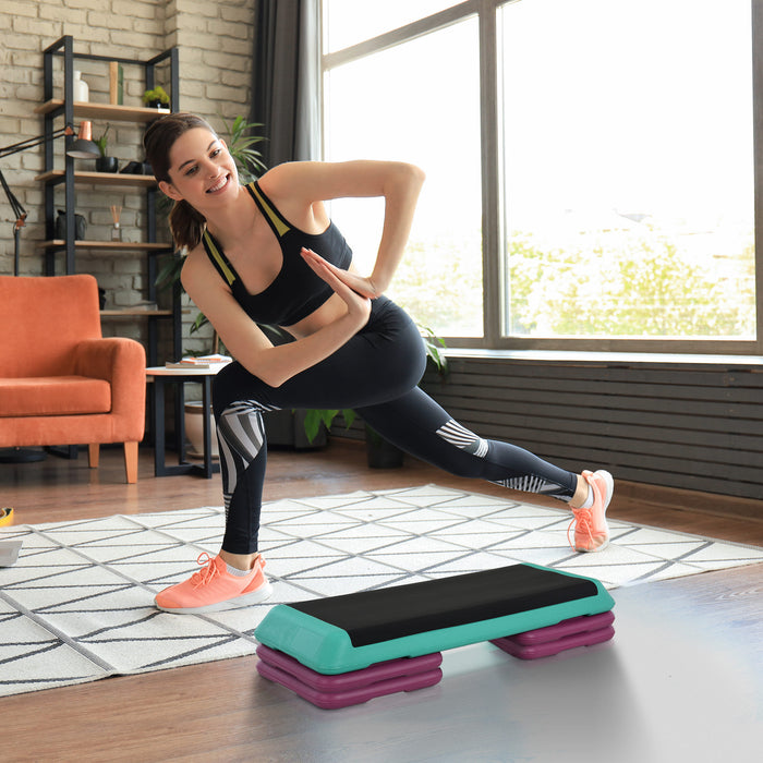 3-Level Adjustable Aerobic Stepper - 10/15/20cm Exercise Platform with Non-Slip Surface - Home and Office Fitness, Indoor/Outdoor Workout Equipment