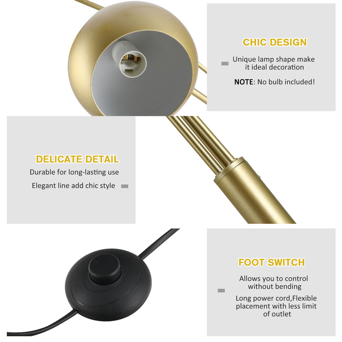 Futuristic 3-Branch Floor Lamp - Metal Frame with Multi-Light Shades and Marble Base - Adjustable, Rotating 198cm Gold Lighting Fixture for Elegant Home Decor