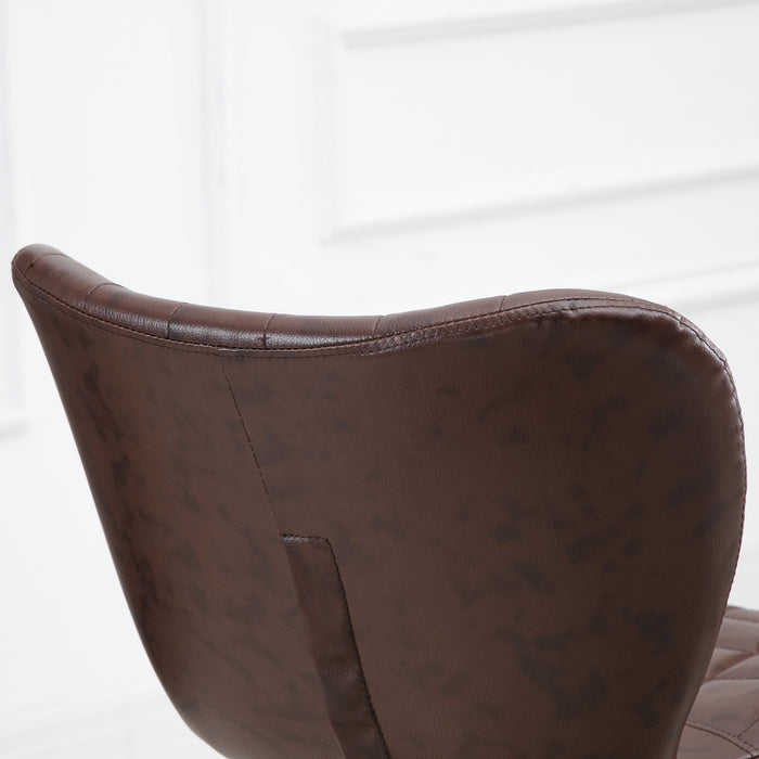 Adjustable Height Swivel Bar Stools Pair - Upholstered in Brown PU Leather with Back & Footrest - Ideal for Kitchen Island & Home Bar Comfort seating
