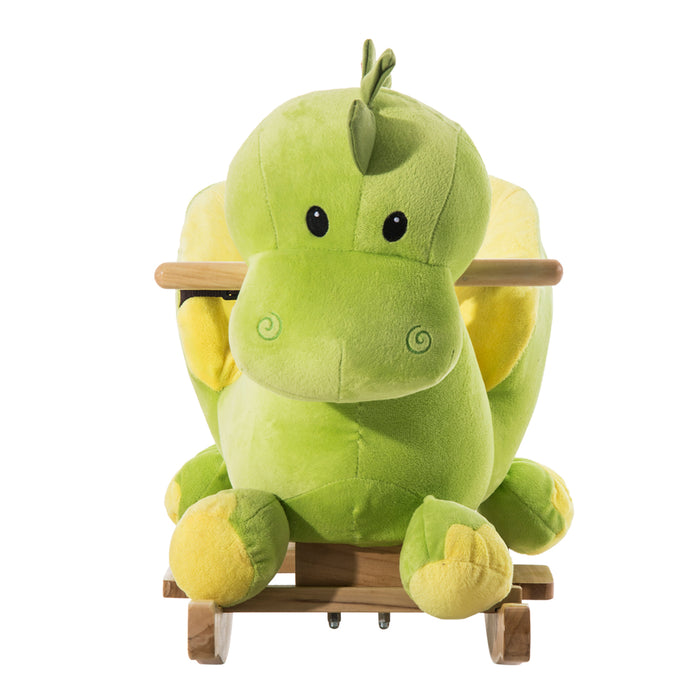 Kids Plush Rocking Dinosaur with Safety Belt - Musical Ride-On Toy with 32 Songs, Soft Cushioned Seat - Fun and Safe Entertainment for Toddlers 18 Months and Up