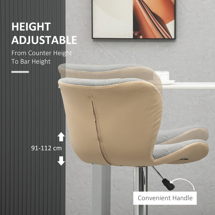 Swivel Adjustable Barstools Set of 2 - Steel Frame Gas Lift with Backrest and Footrest - Ideal for Kitchen Counter and Dining Room Comfort