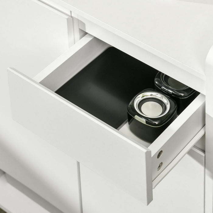 Modern White Sideboard - 2 Door Cupboard & Drawer with Bottom Shelf Storage Cabinet - Elegant Organization for Living Room or Hallway