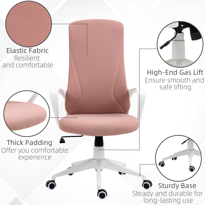 High-Back Ergonomic Office Seating - Comfortable Desk Chair with Armrests and Tilt Feature, Height Adjustable - Ideal for Extended Work Sessions, Supportive Pink Chair
