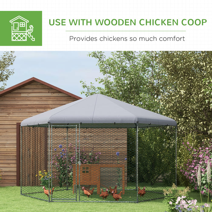 Spacious 4x3.5x2.6m Poultry Shelter - Chicken Coop for 10-15 Birds, Hen House with Outdoor Run - Ideal for Chickens, Hens, Rabbits, Ducks