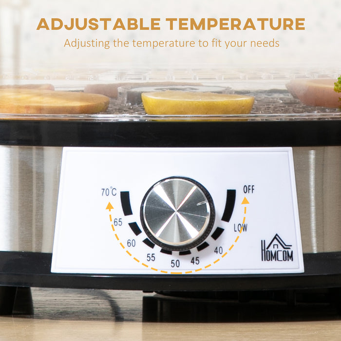 250W Stainless Steel 5-Tier Food Dehydrator - Adjustable Temperature Control, Ideal for Drying Fruits, Meats, Vegetables - Perfect for Healthy Snacks & Preserving Food