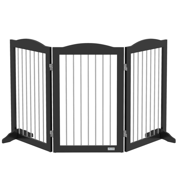 Freestanding Foldable Dog Gate with Two Support Feet - Perfect Barrier for Staircases, Hallways, and Doorways - Ideal for Pet Owners Seeking Safety and Flexibility