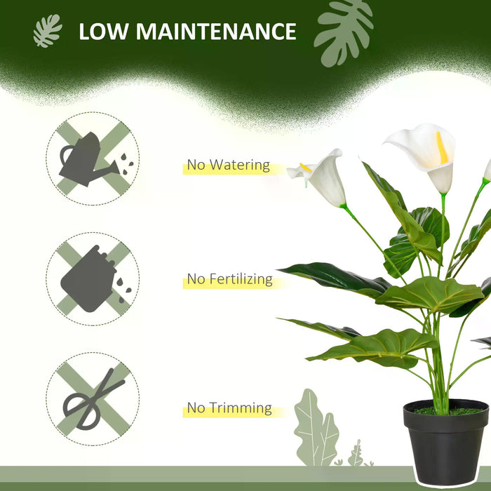 Artificial Calla Lily Flowers - Set of 2 Realistic Faux Plants in Nursery Pots, 55cm - Perfect for Indoor & Outdoor Home Decor