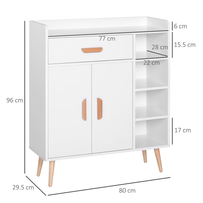 Floor Storage Sideboard - Versatile Cupboard with Drawer for Hallway, Kitchen, Bedroom, Living Room - Organizational Furniture in Classic White Design