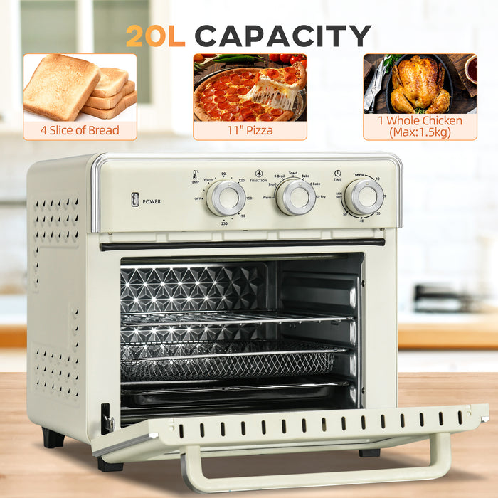 20L 4-Slice Convection Toaster Oven with 7 Cooking Functions - Includes Air Fryer, Warm, Broil, Toast, Bake Features - Perfect for Quick Meals and Modern Kitchens