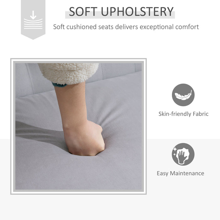 Vintage-Inspired Grey Loveseat - 2-Seat Sofa with Button Tufting and Carved Wood Legs - Elegant Couch for Compact Living Spaces