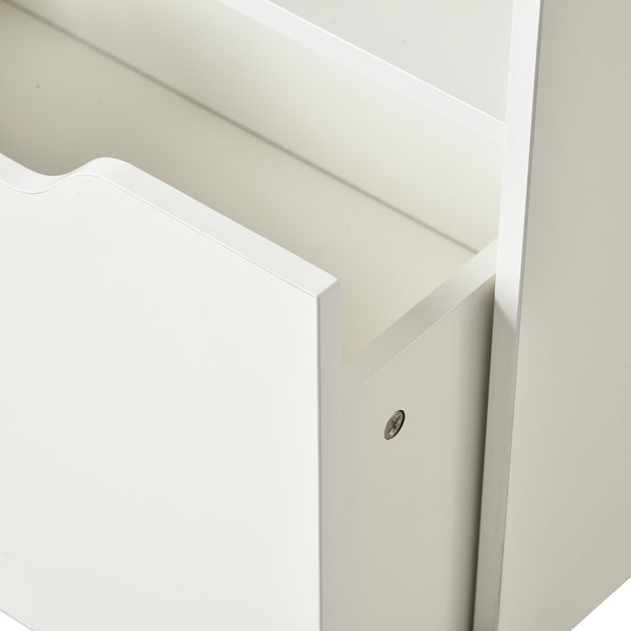 Kids Bookshelf and Toy Storage - Multifunctional Shelf with Drawer and Wheels - Ideal for Playroom Organization and Space Saving