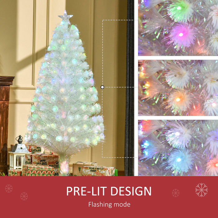 Fiber Optic LED-Lit Artificial Christmas Tree - 5-Foot Pre-Lit Festive Holiday Decor - Ideal for Home Xmas Ambiance