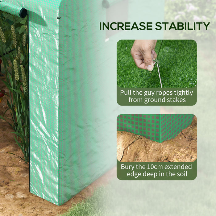 Walk-in Garden Greenhouse with Roll-up Door - Sturdy Grow House with Ventilating Mesh Windows, 200x140x200 cm - Ideal for Planting and Protecting Flora