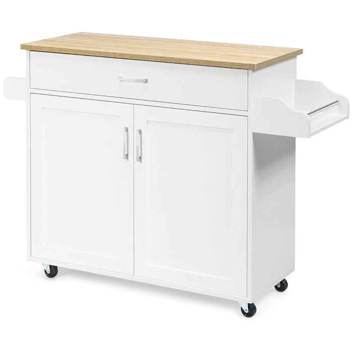 Kitchen Island on Wheels - Adjustable Shelf and Spacious Drawer for Additional Storage - Ideal for Expanding Kitchen Space and Organization