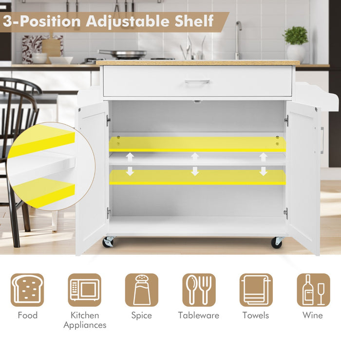 Kitchen Island on Wheels - Adjustable Shelf and Spacious Drawer for Additional Storage - Ideal for Expanding Kitchen Space and Organization