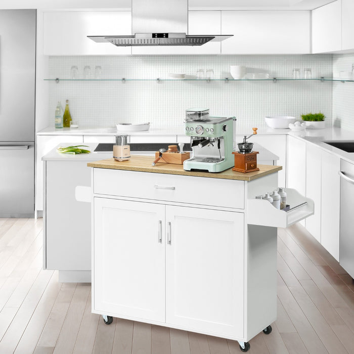 Kitchen Island on Wheels - Adjustable Shelf and Spacious Drawer for Additional Storage - Ideal for Expanding Kitchen Space and Organization