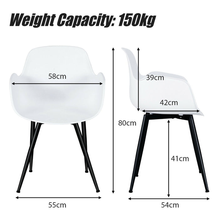 Modern Plastic Leisure Side Chair, Set of 2 - Curved Armrests for Comfortable Seating - Ideal for Stylish, Casual Home Decor