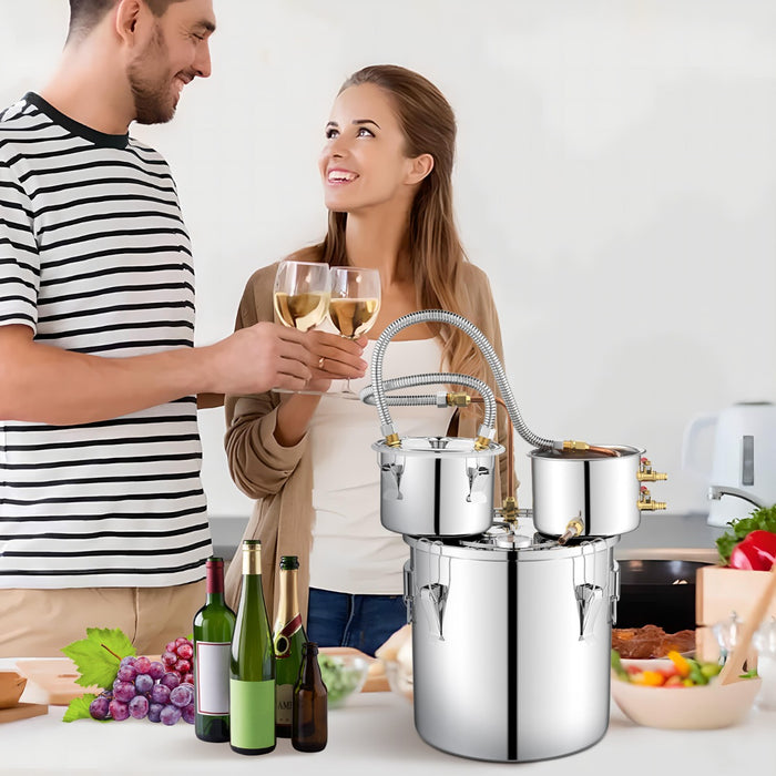 Stainless Steel 5 Gallon Water Alcohol Distiller - Integrated Thermometer, Durable Construction - Perfect for Home Brewing Enthusiasts