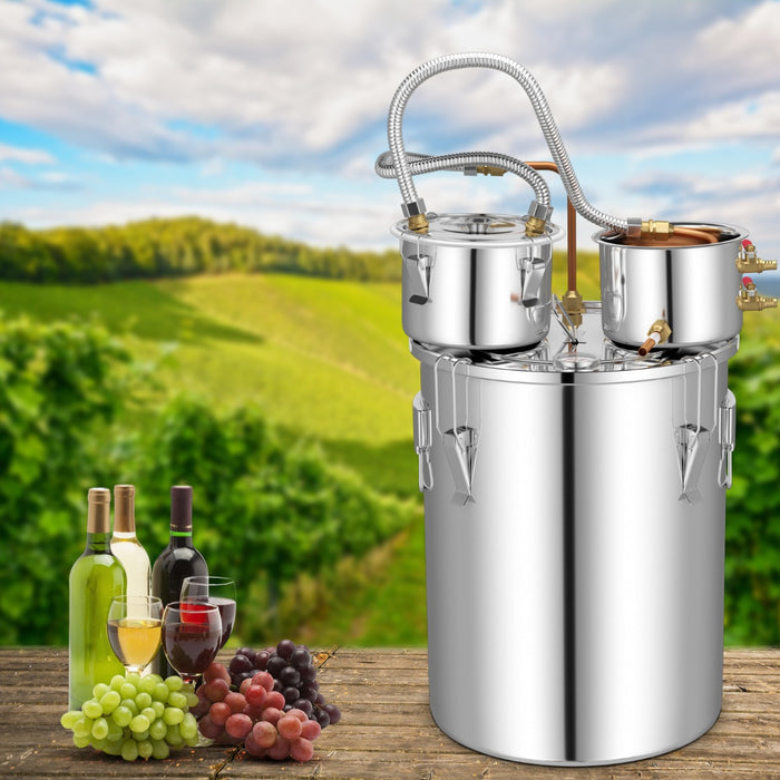 Stainless Steel 5 Gallon Water Alcohol Distiller - Integrated Thermometer, Durable Construction - Perfect for Home Brewing Enthusiasts