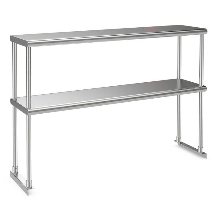 Stainless Steel Double Tier Overshelf - Adjustable Lower Shelf for Commercial Kitchen Storage - Ideal for Restaurant Efficiency and Space Optimization