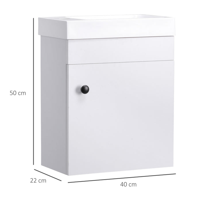Wall-Mounted Vanity Cabinet with Integrated Basin - Sleek Bathroom Storage Solution with Sink and Tap Hole - Space-Saving Design for Modern Homes