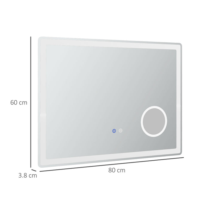 LED Dimmable Bathroom Mirror with 3X Magnification - Vanity Lighting with Adjustable Three-Color Modes and Backlit Design - Ideal for Precision Grooming and Makeup Application