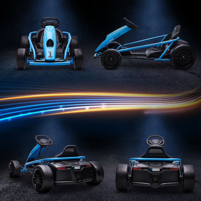 Electric Go Kart for Kids - 24V Drift Ride-On Racer with Dual Speed Settings, Blue - Perfect for Boys & Girls Aged 8-12 Years Old
