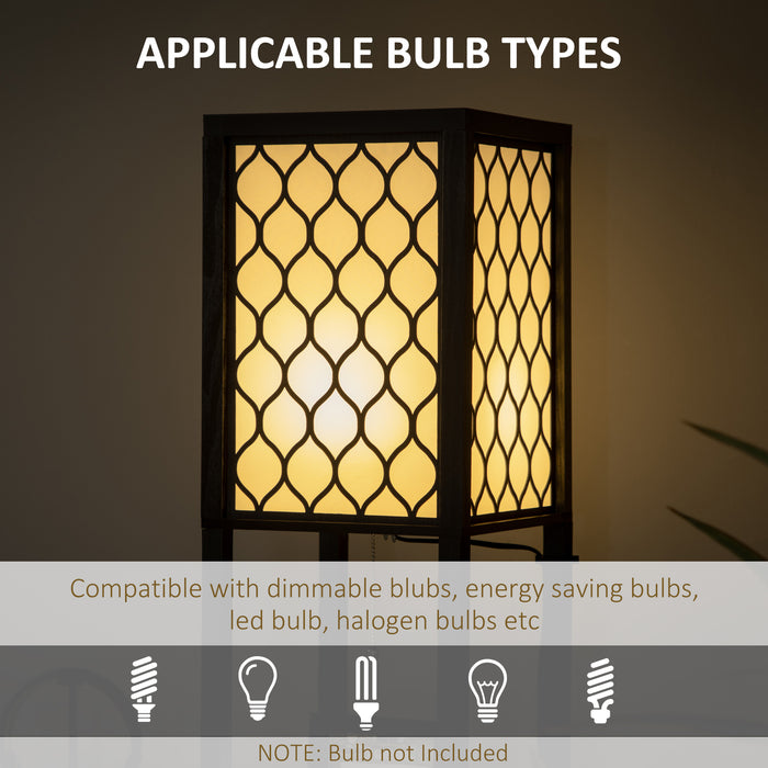 Floor Lamp with Storage Shelves - Dual LED Lighting, Tall Free-Standing Lamp with Pull Chain, Contemporary Design - Ideal for Living Room, Bedroom Ambience & Storage Convenience