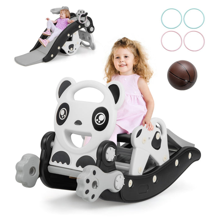 Playtime Central - Children's Rocking Horse with Slide, Basketball and Ring Game Set - Ideal Fun Activity Set for Kids