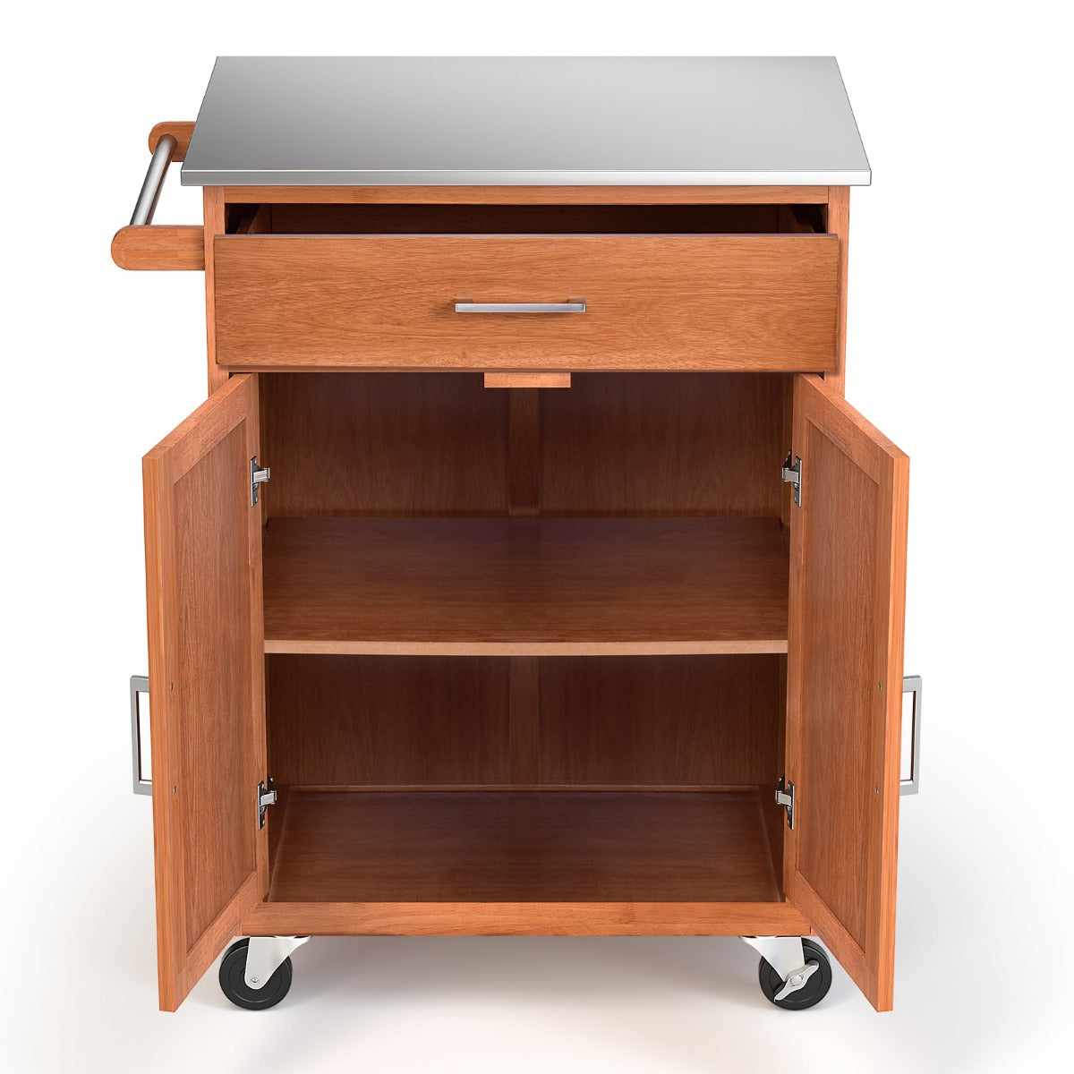 Stainless Steel Kitchen Cart - Featuring Adjustable 3-Position Shelf and Durable Countertop - Ideal for Kitchen Organization and Storage