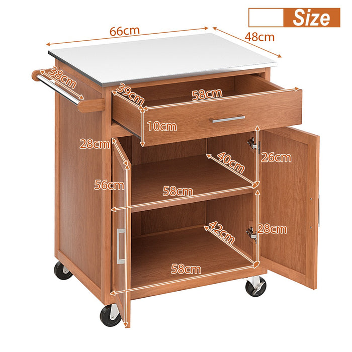Stainless Steel Kitchen Cart - Featuring Adjustable 3-Position Shelf and Durable Countertop - Ideal for Kitchen Organization and Storage
