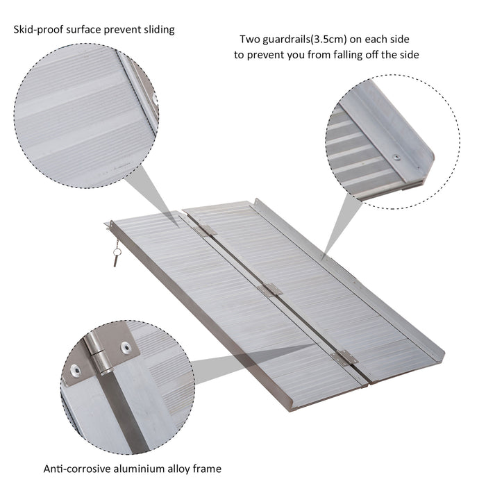Portable Aluminum Mobility Ramp - Folding Design with Carry Handle for Wheelchairs, Scooters, Pets - 40-inch Accessibility Solution for Home and Travel
