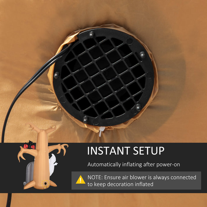 8ft Inflatable Halloween Ghost Tree with Tombstone - White Ghost Decor, LED Lit Blow-Up Outdoor Display - Quick Setup for Spooky Yard Ambiance